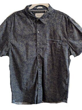 Mens floral pattern short sleeve Large blue/black shirt